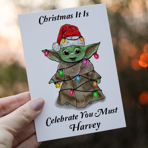 Christmas It Is Baby Yoda Christmas Card, Yoda Christmas Card, Personalized Card