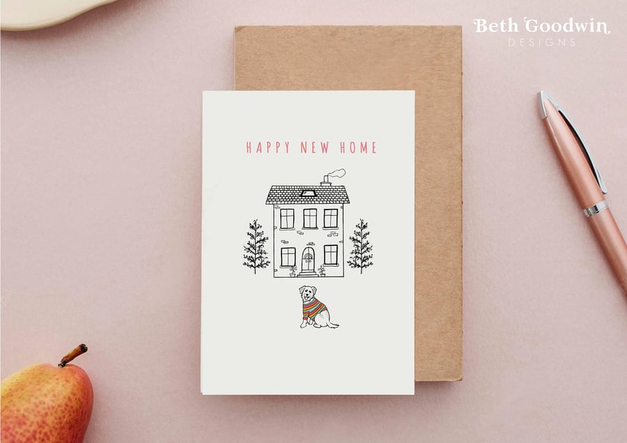 New Home Card - New Home Card With Dog Card, Cockapoo