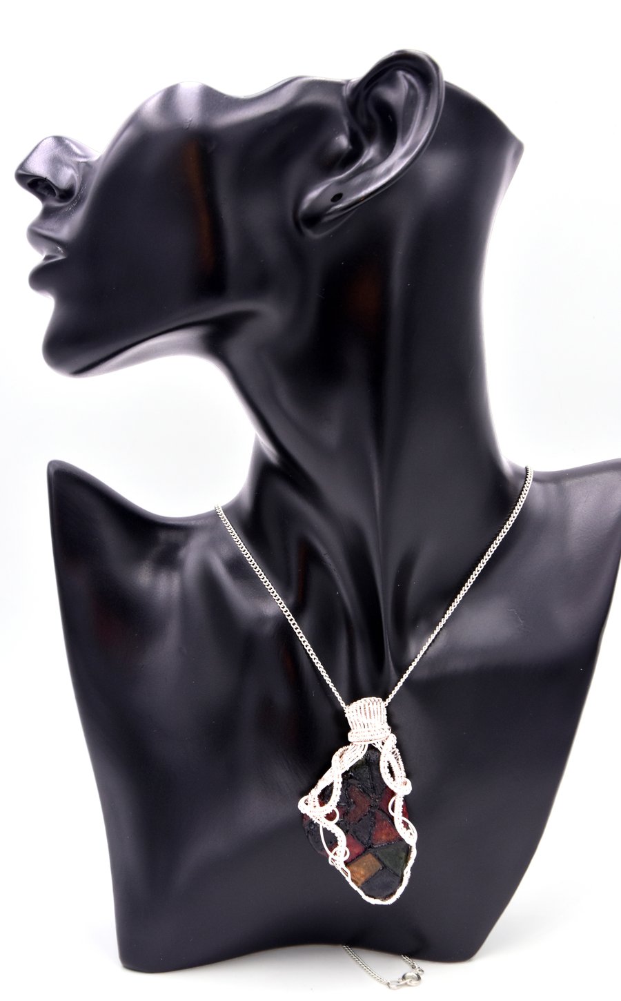 Stained seaglass pendant, Gaudi style pendant