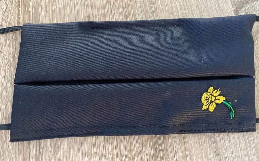 Daffodil Embroidered Logo Face Masks. Superior Quality. Adult or child sizes. Bu