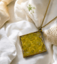 Yellow Jade Brass plated Square Worry Stone Necklace - Free Postage - Image 7