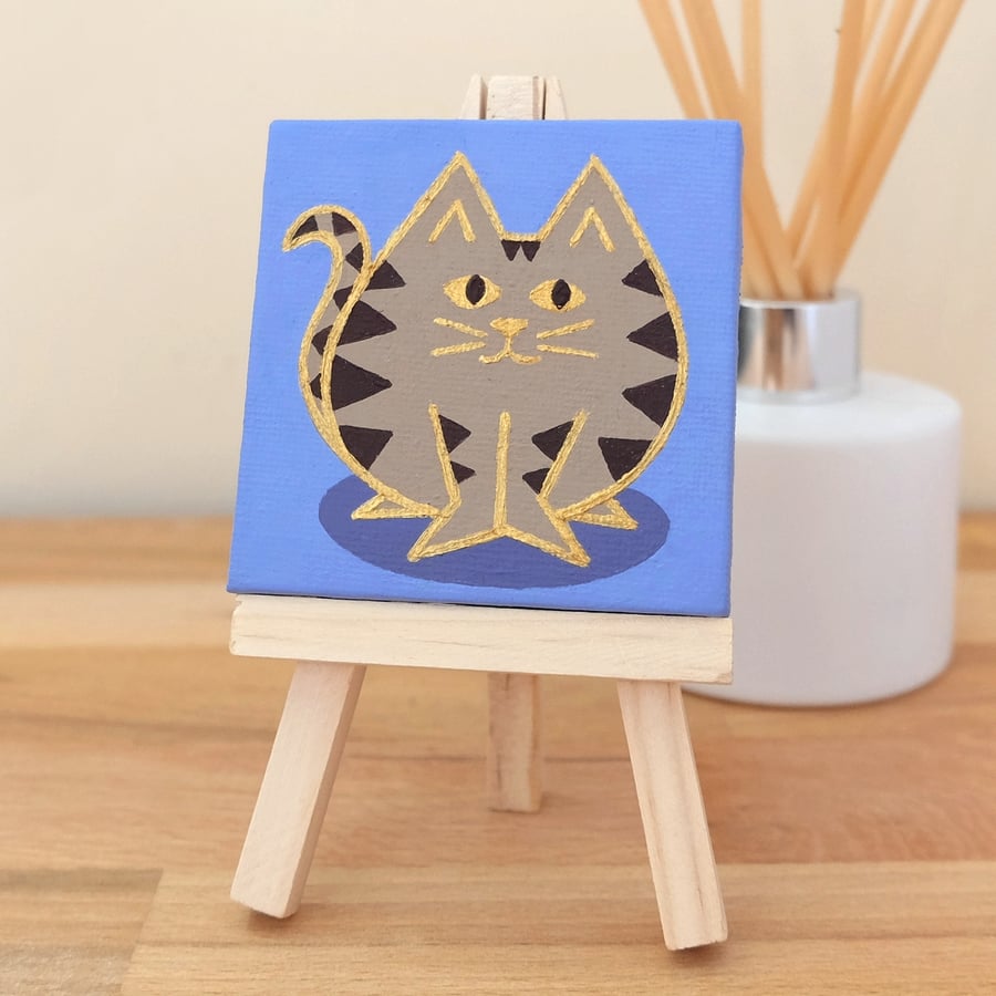 Tabby Cat Mini Canvas Art - unique gift for cat lovers