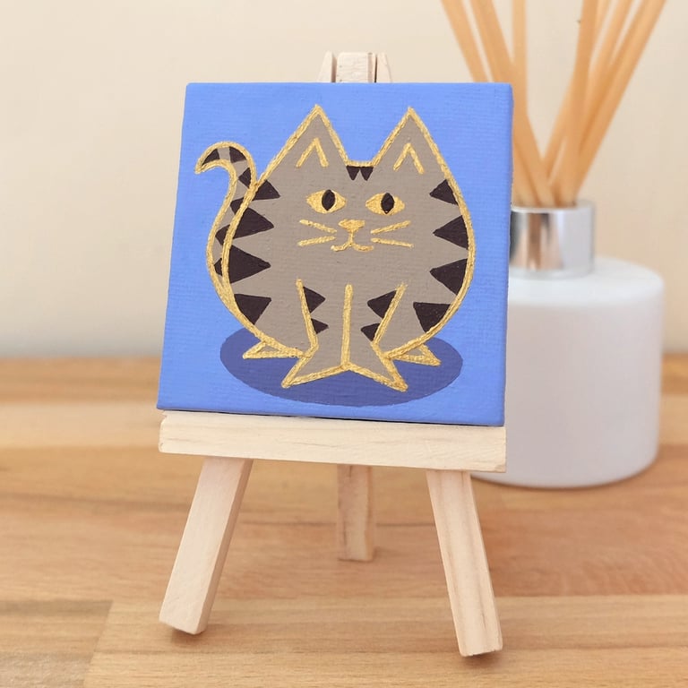 Tabby Cat Mini Canvas Art - unique gift for cat lovers