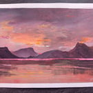 Winter Sunset,  Derwentwater Original Acrylic painting 