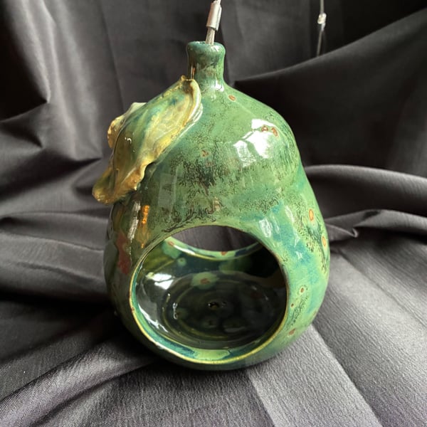 Pear-Shaped bird seed feeder in Mossy Green