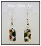  Glass bead earrings with metallic spot pattern on Silver plated hooks. - Image 1