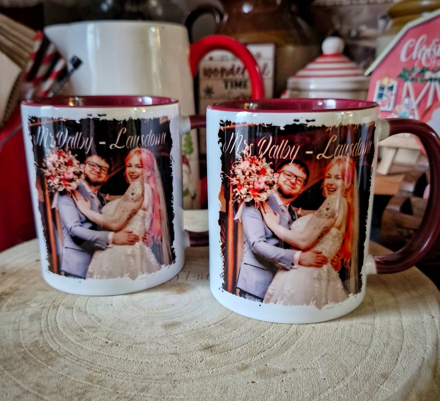 Personalised photo and date mug 