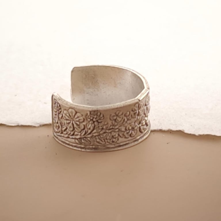 Four Leaf Clover Engraved Sterling Silver Ear Cuff