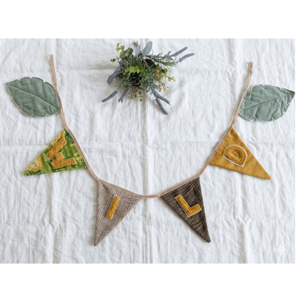 Personalised Safari Nursery Bunting, 'WILD' Signature Leaf Garland