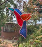 Stained glass humming bird suncatcher