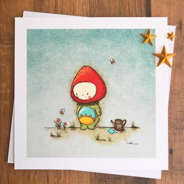 Looking After Tomorrow - Strawberry Person - Square Giclée Art Print