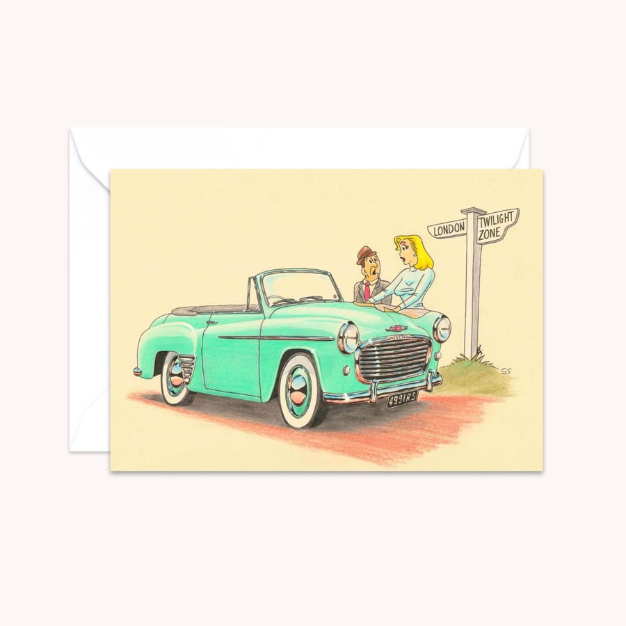 Fifties Nostalgia Greeting Card: Hand Drawn Classic Car Illustration (310)