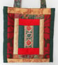  Quilted, Patchwork, Shoulder Bag, Shades of Green, Gold and Red - Image 1