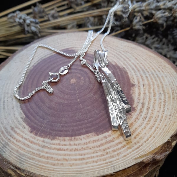 Recycled Sterling Silver Hammered drop "collect beautiful moments" Pendant 