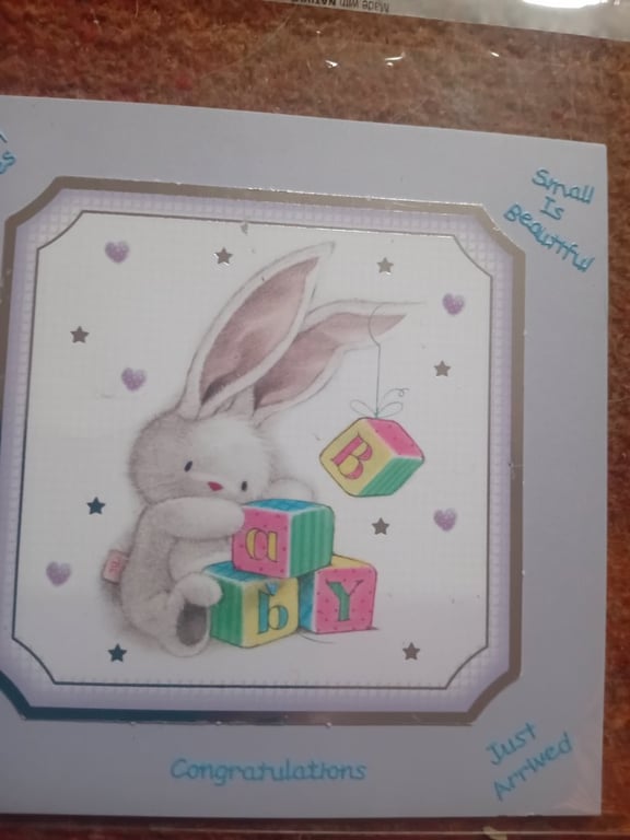Baby Bunny New Baby Greetings Card Handmade