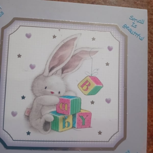 Baby Bunny New Baby Greetings Card Handmade