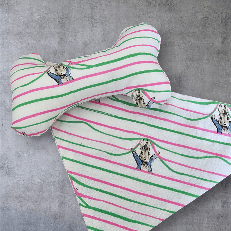 Handmade dog bandana and matching bone 