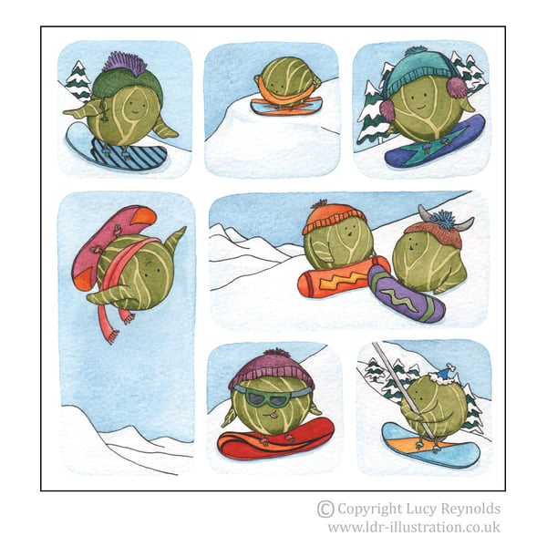 Pack of 12 Snowboarding Sprouts Cards