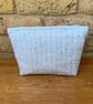 White and Gold Fabric Quilted Makeup Bag - Image 1
