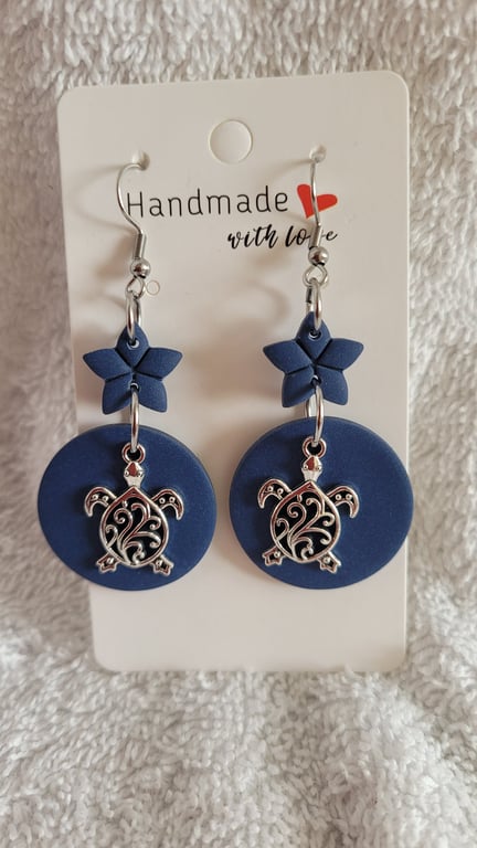 Turtle Polymer Clay Earrings.  316 Surgical Stainless Steel