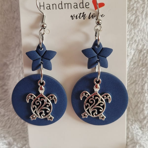 Turtle Polymer Clay Earrings.  316 Surgical Stainless Steel