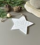 White Heart and Star Christmas Hanging Decorations - Winter Scene Duo - Image 5