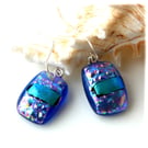 Handmade Fused Dichroic Glass Earrings 303 True Blue