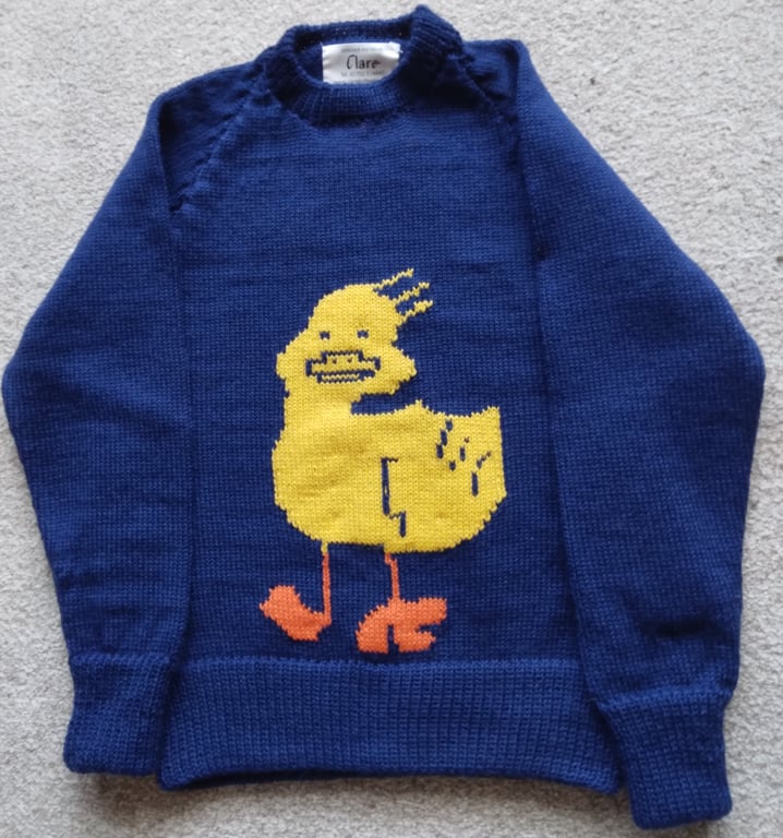 Duck jumper size 2 yrs upwards. Machine washable wool
