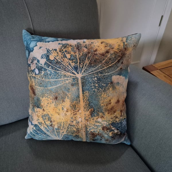 Umbellifer Sculptures Cyanotype Cushion