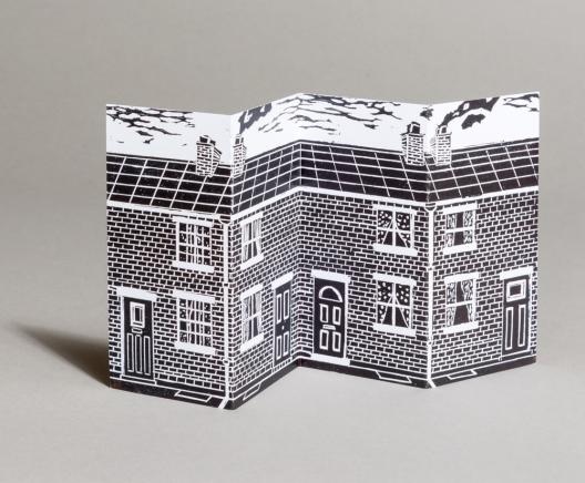 The Terrace - Lino printed folding card- New home.