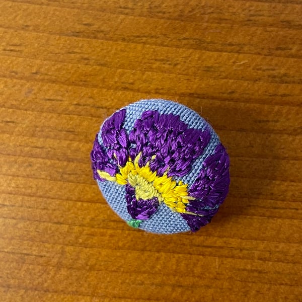 Hand embroidered button - price includes UK posting.