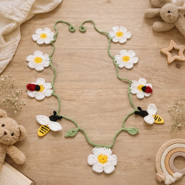 Handmade Crochet Daisy Bee Ladybugs Garland 