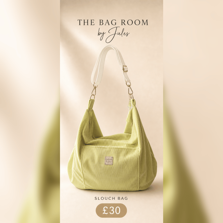 Slouchy Bag in Lime Corduroy