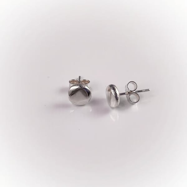Forged silver pebble stud earrings