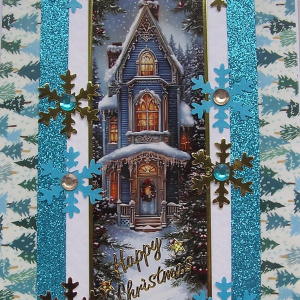 Hand Crafted Decoupage Chistmas Card - Happy Christmas (3403) Welcome Home