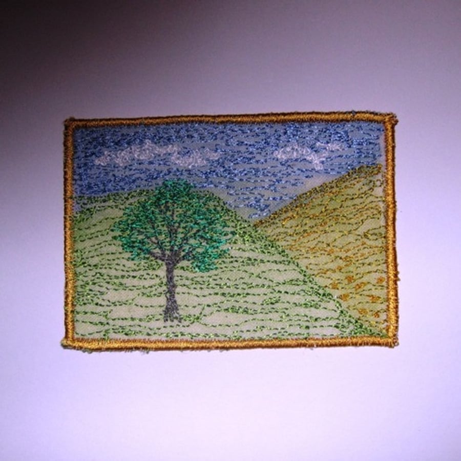 ACEO 'Country View' textile artwork