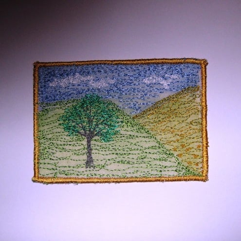 ACEO 'Country View' textile artwork