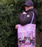 Handmade Felted Wool Bag with Cats Design - Image 1