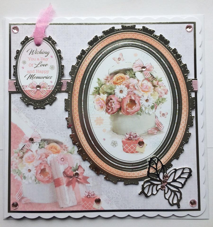 Birthday Card Wishing You A Day of Love and Happy Memories 3D Luxury Handmade