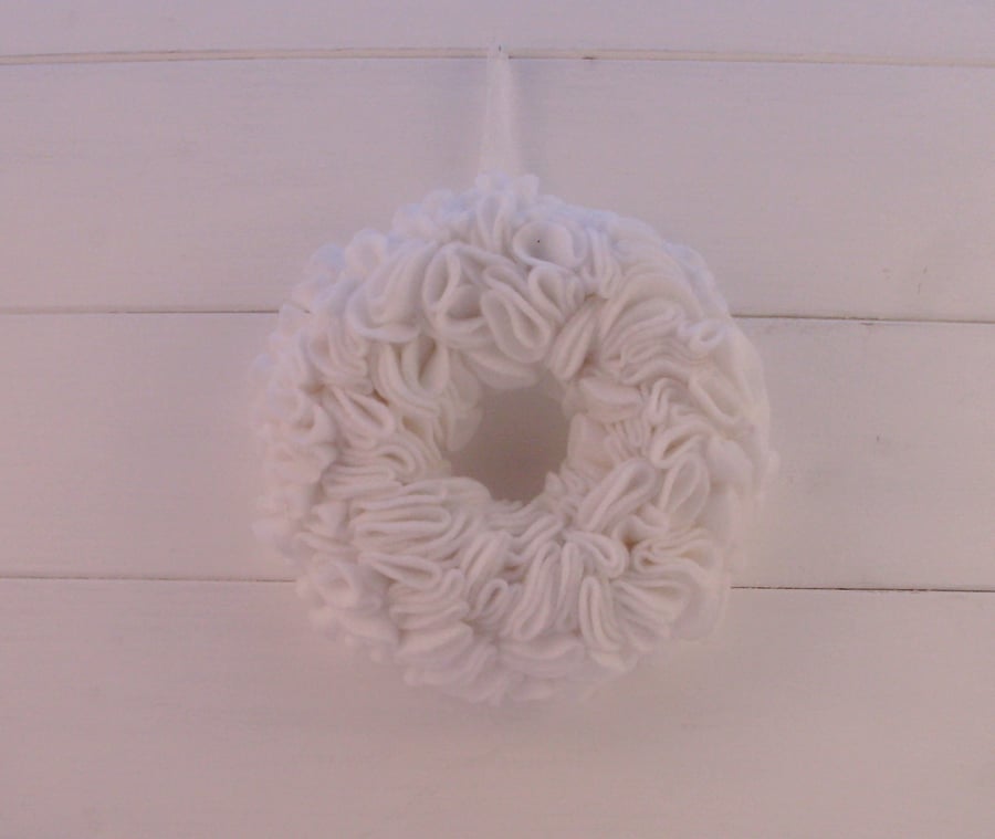 White felt wreath, wedding decor, spring wreath, door wreath