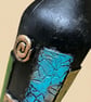 The Eternal Bloom" Hand-Sculpted Altered Bottle Clay Art Teal Rose & Bronze - Image 4