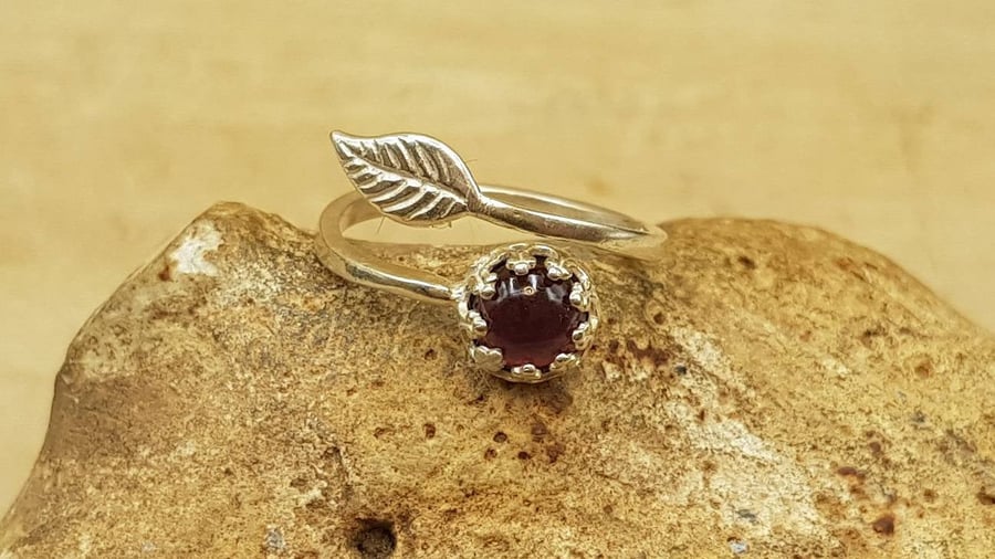 Garnet leaf Ring.