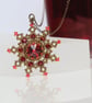 Bronze and Red Snowflake Pendant