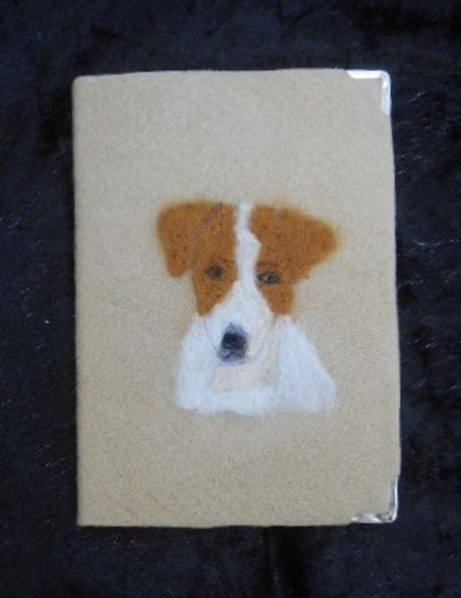 Needle felted Jack russell A6 notebook