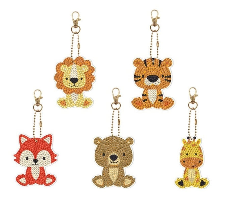 5pcs 5D DIY Cute Animal Diamond Painting Kit Keyrings Keychains Kit for Adults D