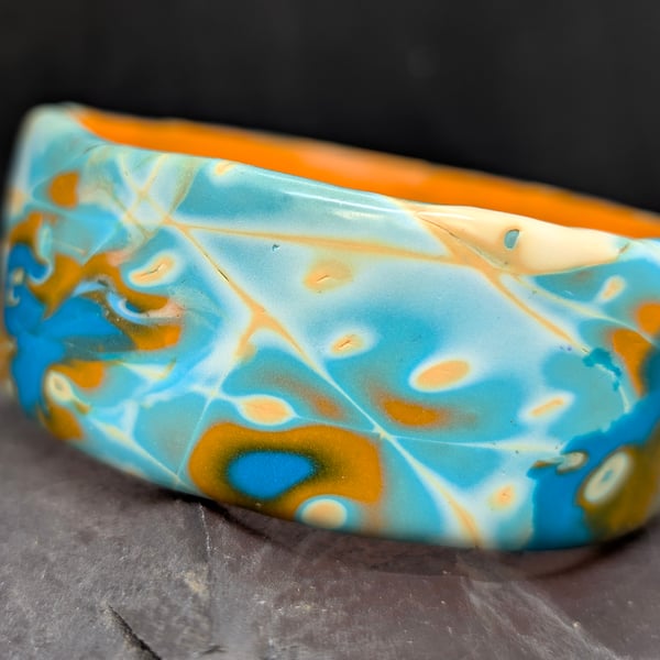 Colour fusion bangle- teal orange and white