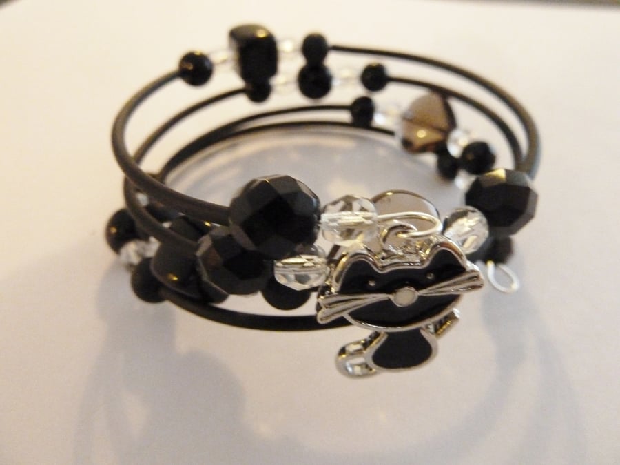 childs black cat bracelet