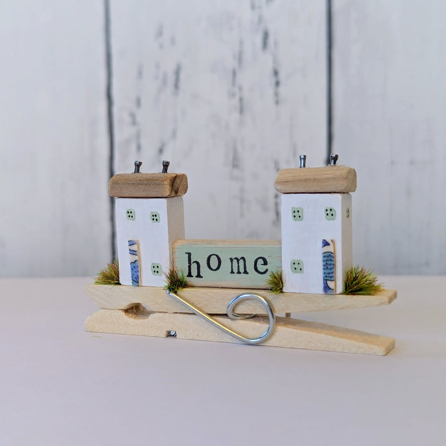 Tiny Wooden Cottage Storm Peg Decoration 