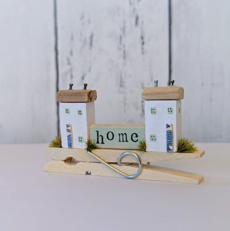 Tiny Wooden Cottage Storm Peg Decoration 