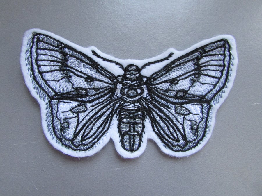Moth Embroidered Sew on Applique Patch